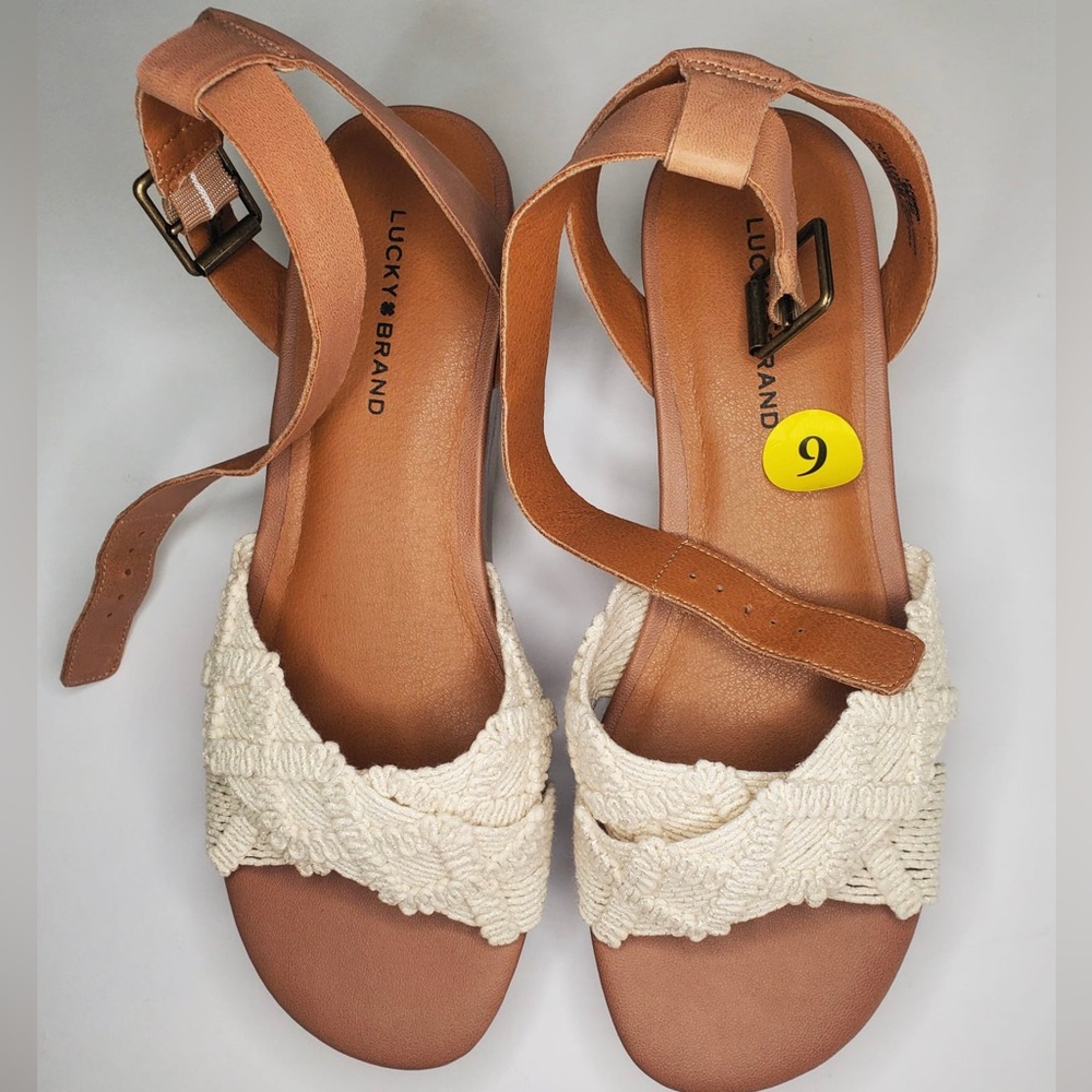 Lucky Brand Women's Espadrille Wedge Sandal, Beige, Size: 9